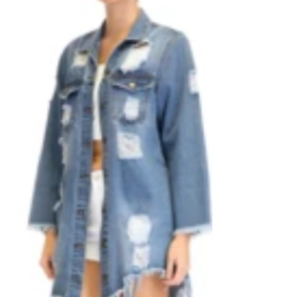 Denim distressed jacket